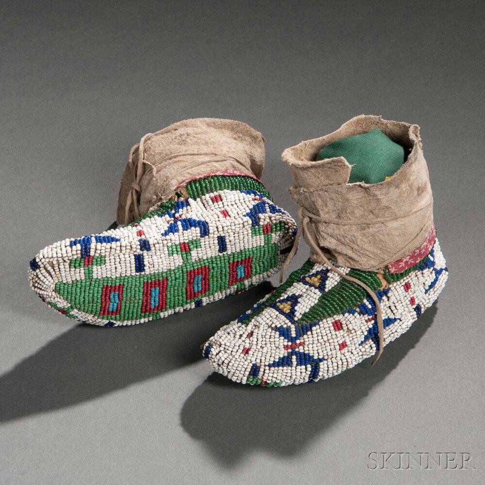 Appraisal: Lakota Child's Fully Beaded Hide Moccasins c last quarter th