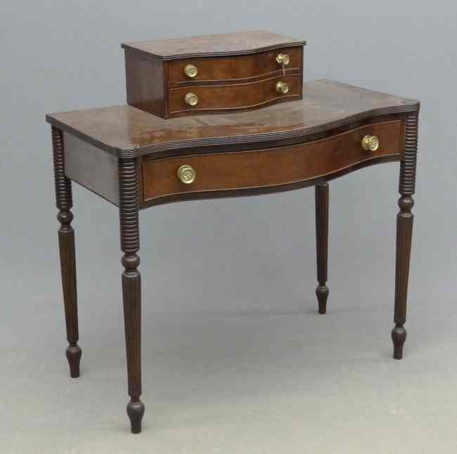 Appraisal: th c mahogany reeded leg Sheraton dressing table '' W