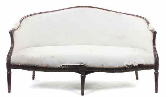 Appraisal: A Louis XVI Carved Settee the upholstered back arms and