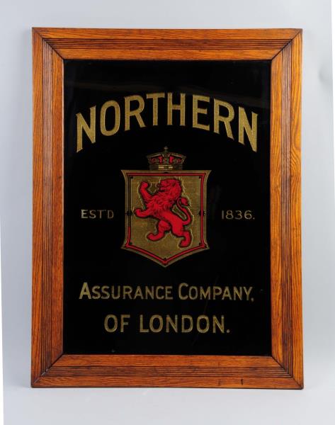 Appraisal: Northern Assurance Co Glass Sign This reverse painting on glass