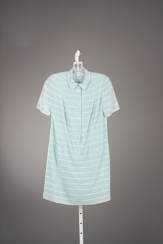 Appraisal: Akris mint green on mint green stripe pattern rayon dress