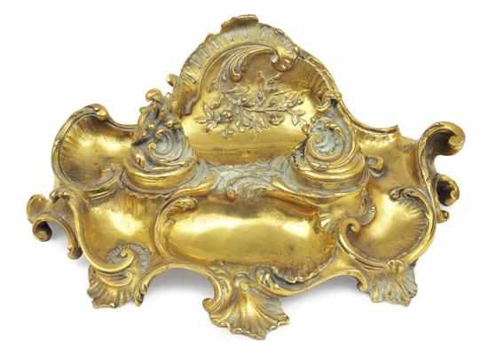 Appraisal: A ROCOCO STYLE CAST GILT METAL INK STAND LATE TH