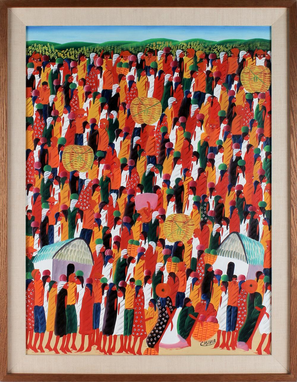 Appraisal: LAURENT CASIMIR - MARKET SCENE oil on canvas signed lower