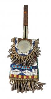 Appraisal: Unusual Arapaho Strike A Light Bag Beaded on harness leather