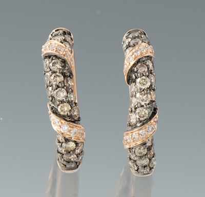 Appraisal: A Pair of Rose Gold and Diamond Hoop Earrings k