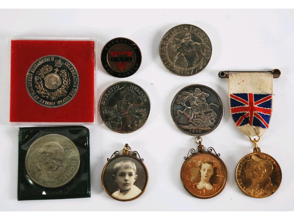 Appraisal: VICTORIA SILVER CROWN showing wear FOUR VARIOUS QUEEN ELIZABETH II