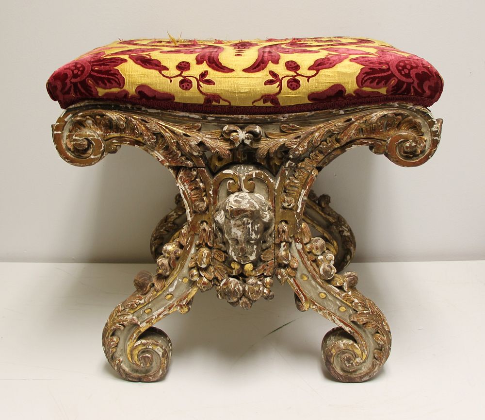 Appraisal: Antique Venetian Carved And Gilded Stool This stool has good