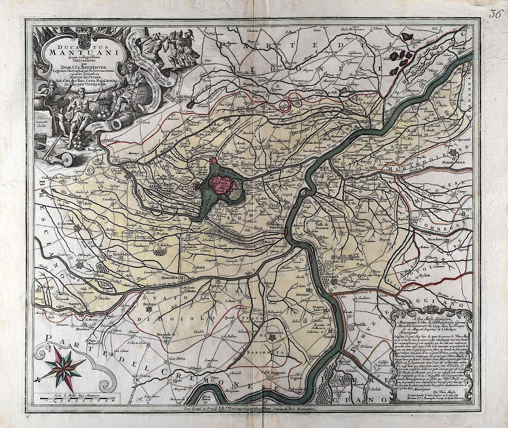 Appraisal: Grp Matthaus Seutter Maps of Italy Tuscany Mantua Matthaus Seutter