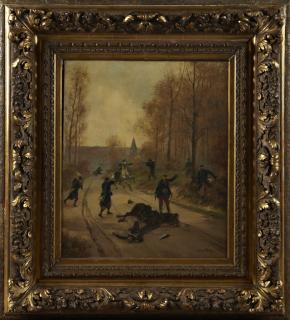 Appraisal: Jules Marc The Ambush late th c oil on can