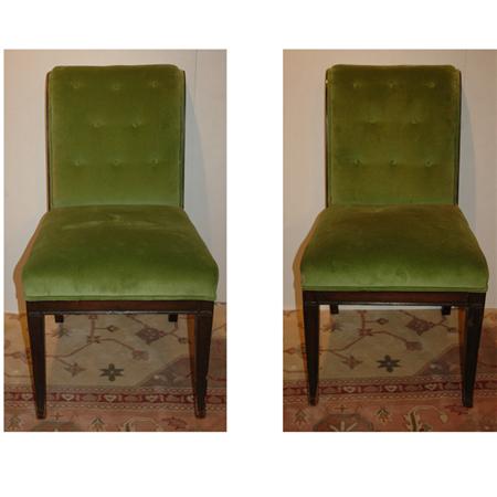 Appraisal: Pair of Tufted Upholstered Mahogany Chairs Estimate -