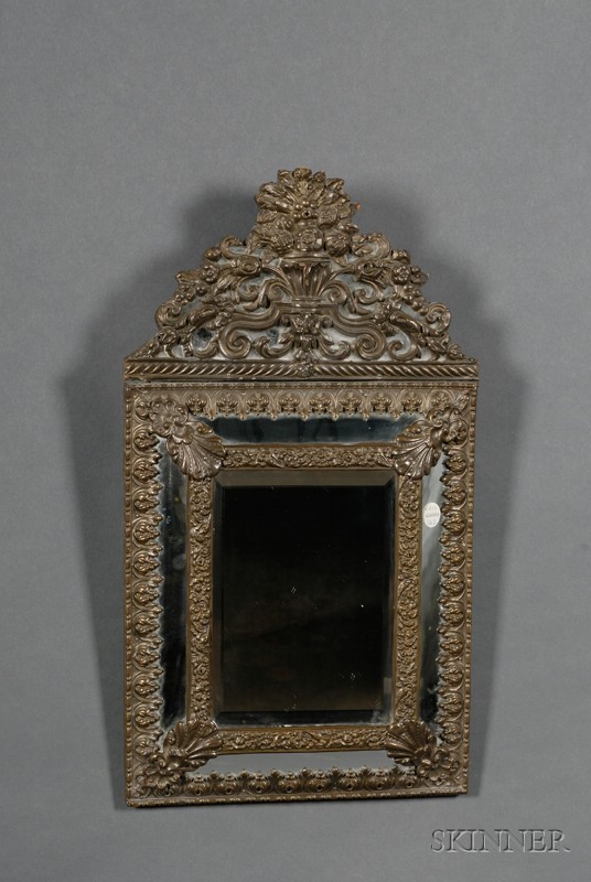 Appraisal: Small Dutch Neoclassical Silver Plate Mounted Mirror-framed Mirror pressed silverplated