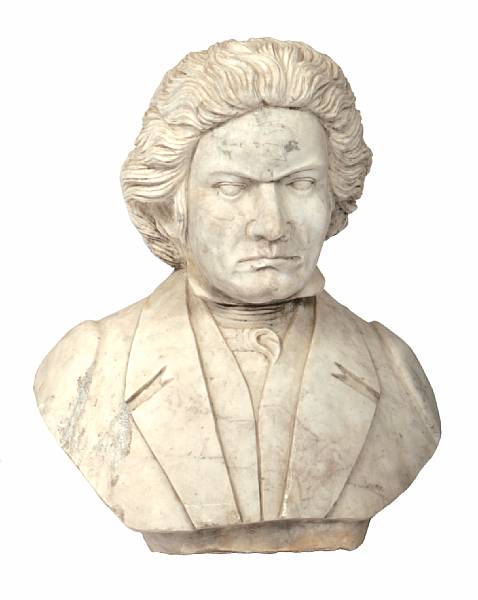 Appraisal: A large carved marble bust of Mozart height in width