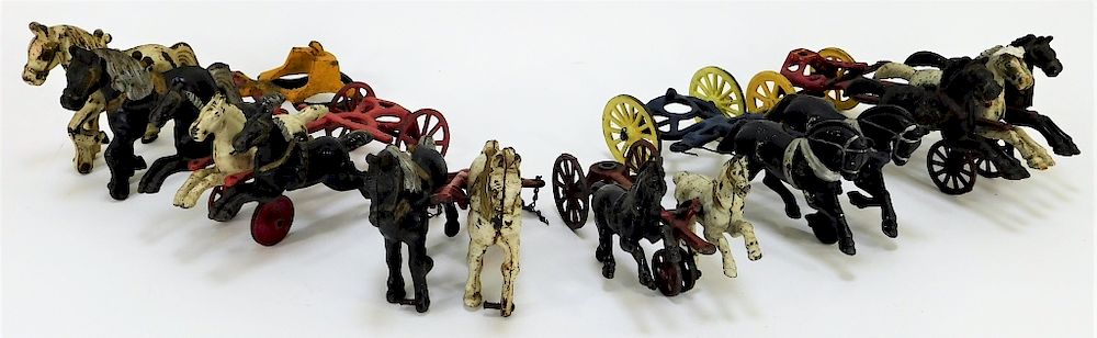 Appraisal: PC Antique Cast Iron Horse Cart Attachments United States Early