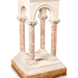 Appraisal: An Italian Scagliola Pedestal with Columnar Supports th Century Height