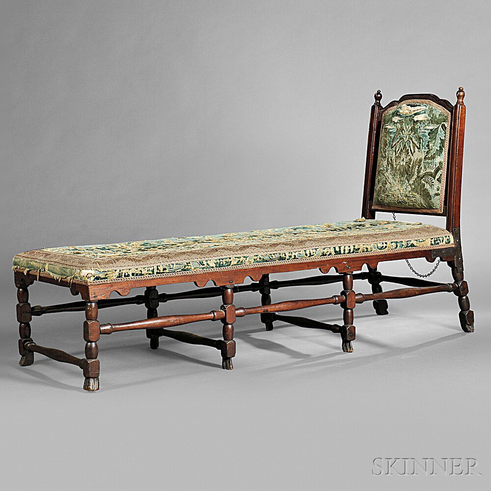 Appraisal: Turned and Carved Walnut Day Bed England or America th