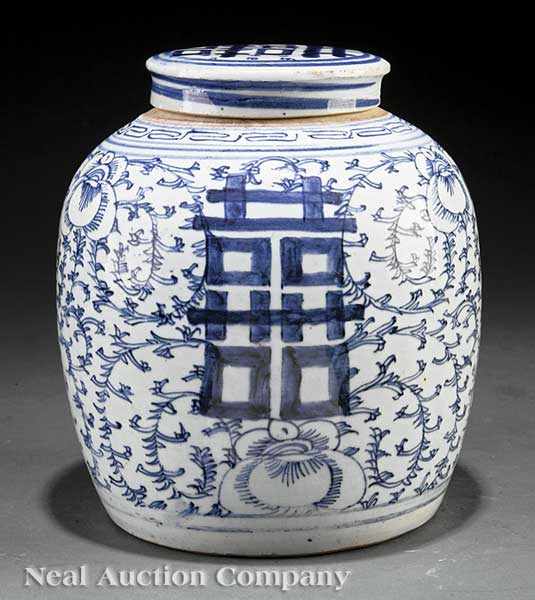 Appraisal: A Chinese Blue and White Porcelain Covered Ginger Jar th