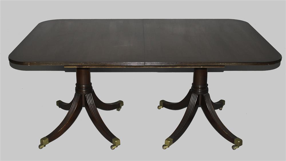 Appraisal: GEORGIAN STYLE MAHOGANY DOUBLE PEDESTAL DINING TABLE INCLUDING ONE LEAF