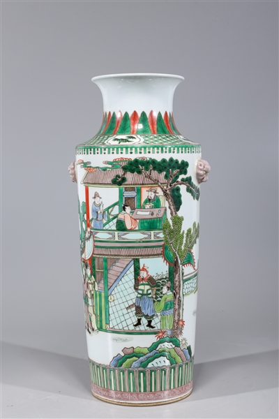 Appraisal: Large Chinese famille verte enameled porcelain vase with allover figures