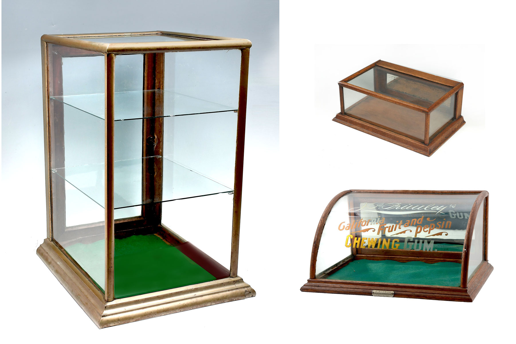 Appraisal: PC DISPLAY CASES INCLUDING ADVERTISEMENT DISPLAY Comprising - Tall metal