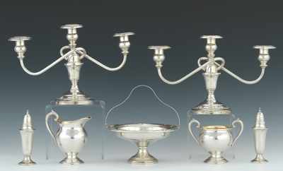 Appraisal: A Collection of Sterling Silver Serving Pieces in Heirloom Damask