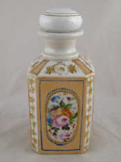 Appraisal: A continental ceramic square tea caddy hand painted and gilded