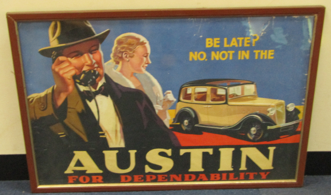 Appraisal: A mid thC Austin poster Be Late No Not in