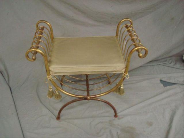 Appraisal: Gilt Metal Neoclassical Style Bench from an east st estate