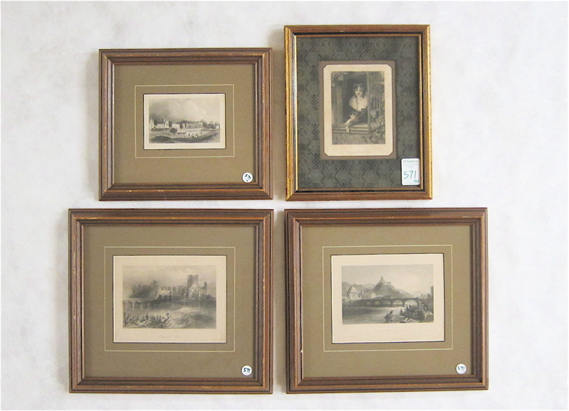 Appraisal: FOUR STEEL ENGRAVINGS Three European landscapes and one portrait titled