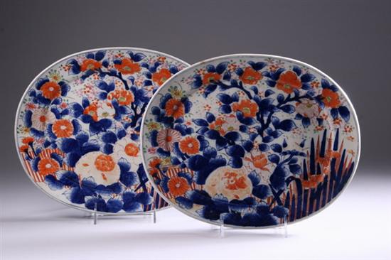 Appraisal: PAIR JAPANESE IMARI PORCELAIN PLATTERS Meiji period - in x