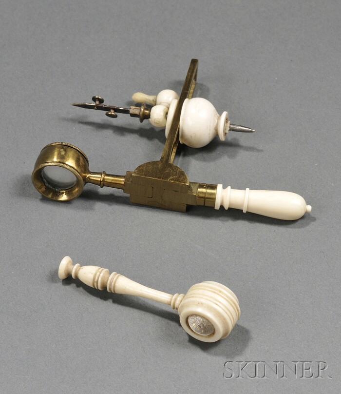 Appraisal: An Ivory Stanhope Lens and a Compass Microscope th th