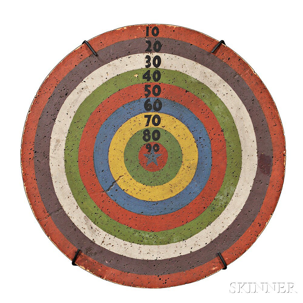 Appraisal: Painted Cork Bull's-eye Dartboard America th century the concentric rings