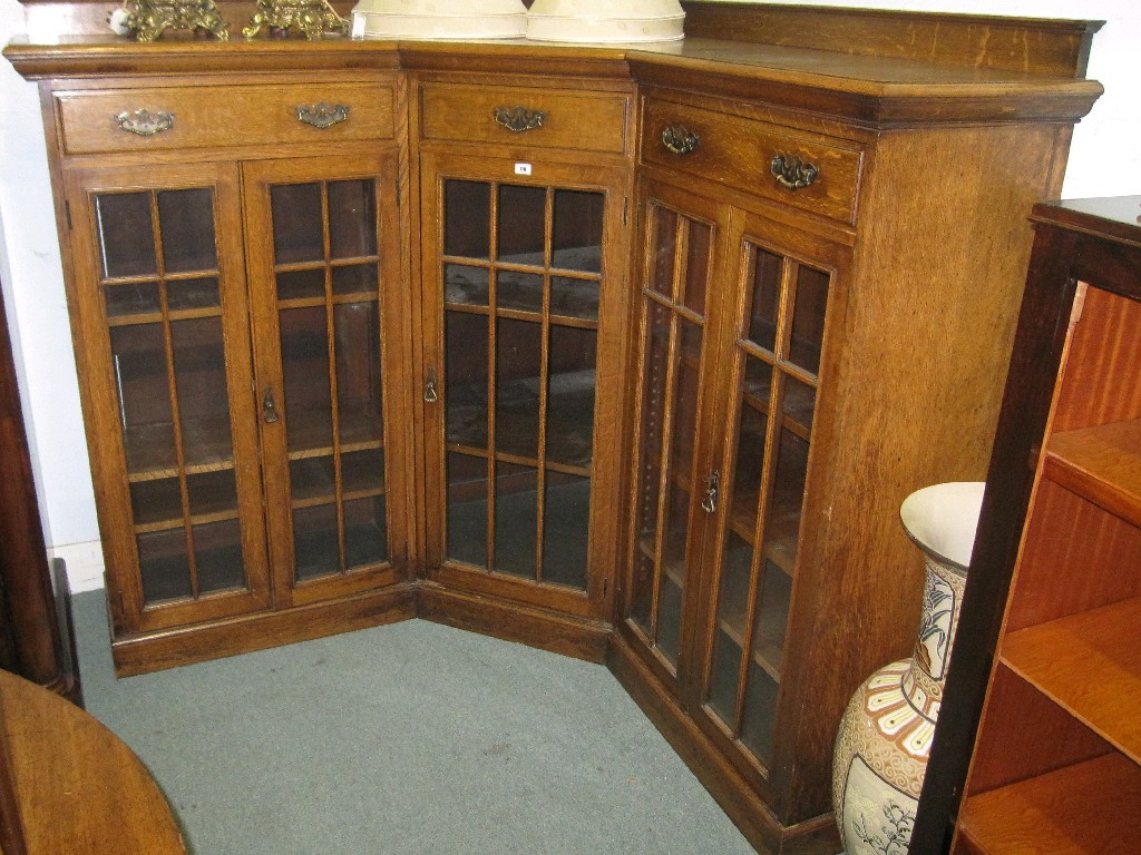 Appraisal: Victorian oak five door corner bookcase