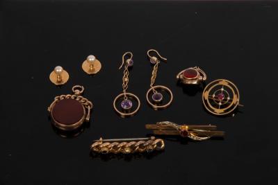 Appraisal: A quantity of gem set jewellery mainly in ct gold