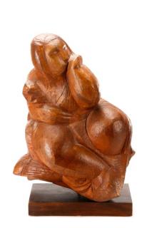 Appraisal: Lorrie Goulet Contemplation Carved Wood Lorrie Goulet American b -