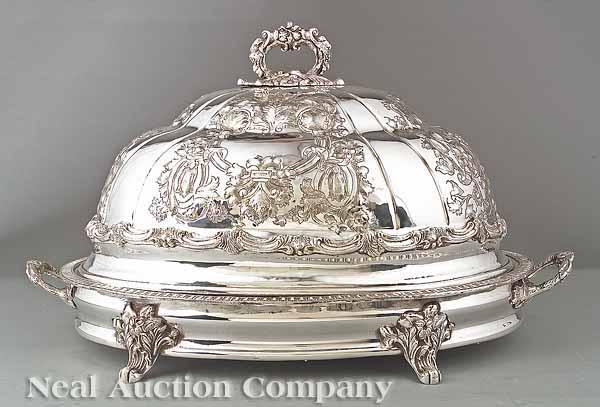 Appraisal: A Large English Silverplate Tree-and-Well Warming Dish and Cover two-handled