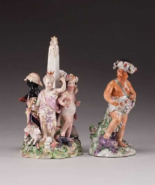 Appraisal: A Derby porcelain allegorical figure of America circa Depicted adorned