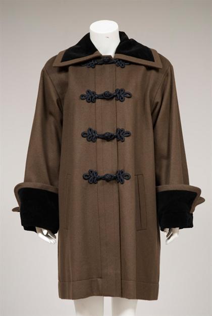 Appraisal: Yves St Laurent felted wool coat s- s Chocolate brown