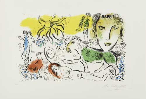 Appraisal: MARC CHAGALL XXe Si cle Color lithograph x mm x