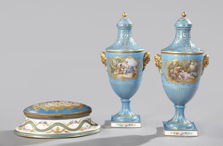 Appraisal: Three-Piece Group of Continental Porcelain comprising an attractive pair of