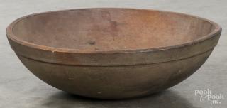 Appraisal: Large turned and painted wood bowl th c with remnants