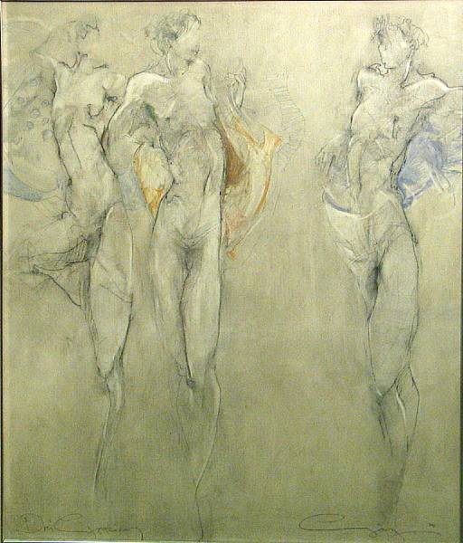 Appraisal: J rgen Gorg German b Three Graces signed and dated