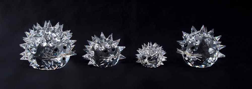 Appraisal: SWAROVSKI CRYSTAL FIGURINES By designer Max Schreck round HEDGEHOGS -