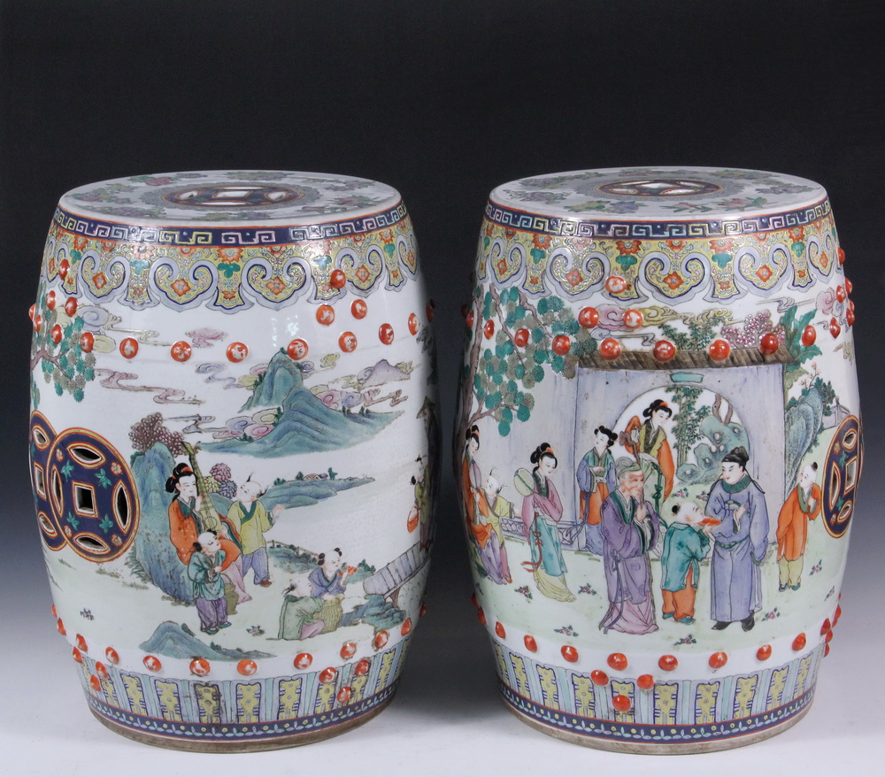 Appraisal: PAIR OF CHINESE GARDEN SEATS - Mid th c Porcelain