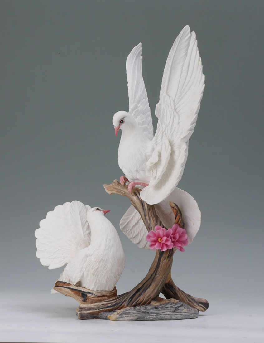 Appraisal: BOEHM DOVES WITH CHERRY BLOSSOM PORCELAIN FIGURAL GROUP Commemorates the