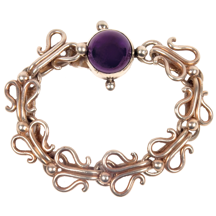 Appraisal: Hector Aguilar sterling and amethystbracelet Mexico stamped ''HA SterlingMade in