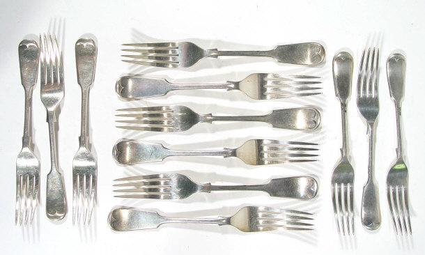 Appraisal: Twelve silver table forks Sheffield together with six Victorian silver