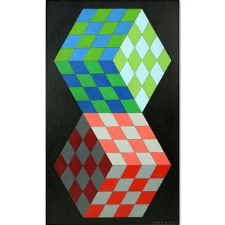 Appraisal: Attributed to Victor Vasarely French Hungarian - Oil on Artist