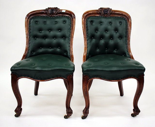 Appraisal: A SET OF TEN LATE VICTORIAN OAK AND GREEN LEATHER