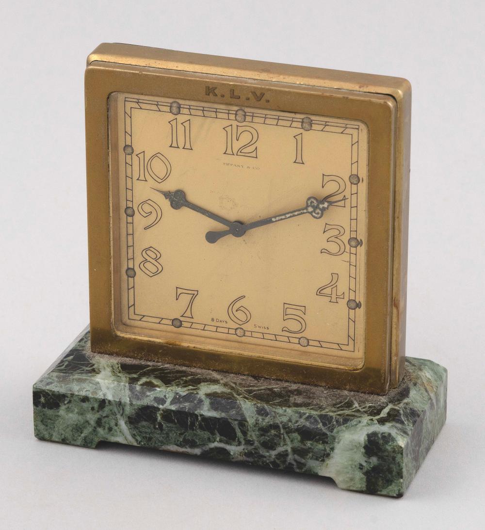 Appraisal: TIFFANY CO SWISS DESK CLOCK th Century Arabic numeral dial