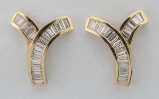 Appraisal: Pair of diamond k gold 'Y' earrings Pair of diamond